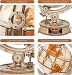 ROKR 3D Wooden Puzzles for Adults Illuminated Globe - Image 3