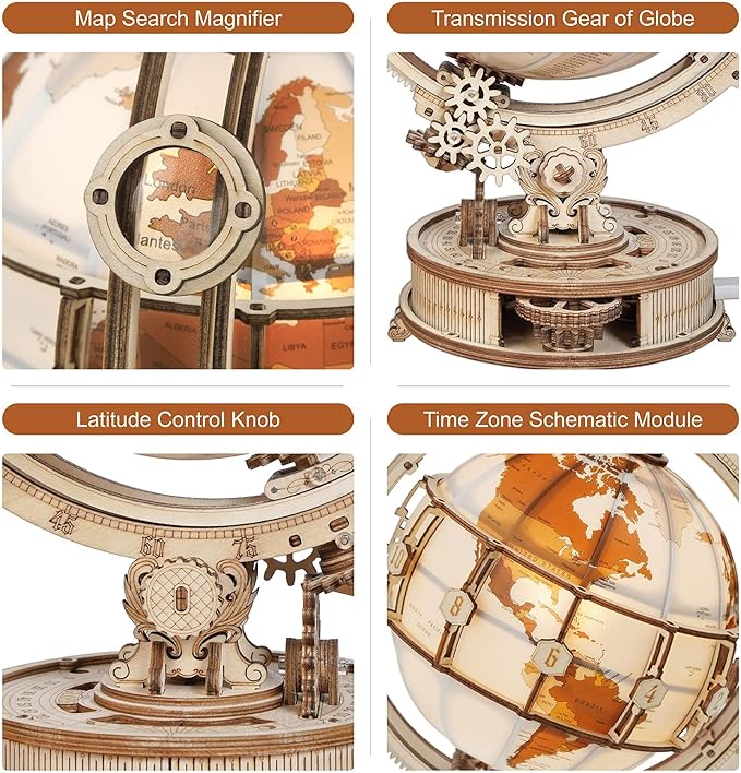 ROKR 3D Wooden Puzzles for Adults Illuminated Globe - Image 3