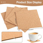 100 PCS Self-Adhesive Cork Sheets 4 x 4 Inch Squares Cork Coasters Square Corks - Image 2