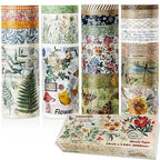 24 Rolls Vintage Washi Tape Set, Floral Letter Butterfly Mushroom Botanical - Image 2