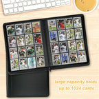16 Pocket Ringless Side Loading Trading Card Binder, 1024 Cards PU Fixed Page - Image 9
