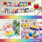 Tie Dye Birthday Party Decorations – 112PCs Rainbow Tie Dye Themed Party - Image 4