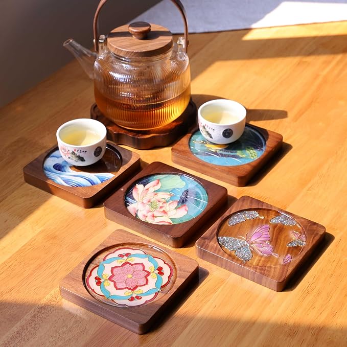 Wooden Coasters Craft Kits – Filigree Enamels Painting DIY Coasters Art - Image 7