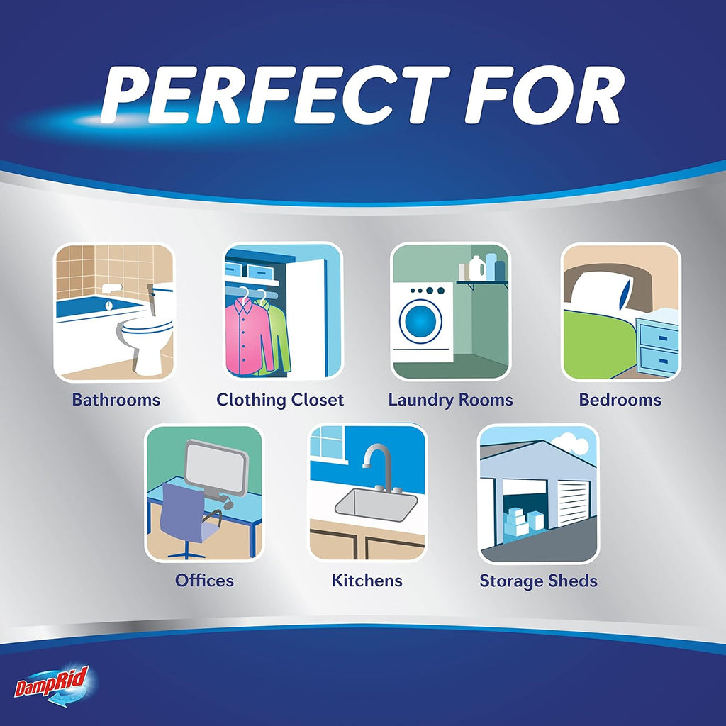 DampRid Refill Bag, 42 oz., 4-Pack - Fragrance Free Moisture Absorbers for Rooms with Excess Humidity, Long-Lasting, Inhibits Mold & Mildew