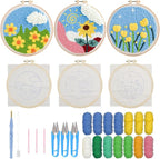 Allazone 3 Set Punch Needle Embroidery Starter Kits, DIY Craft Punch Needle Kits by Allazone
