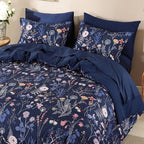 Yiran Queen Comforter Set, 7 Pieces Navy Blue Floral Soft Bedding Sets - Image 5