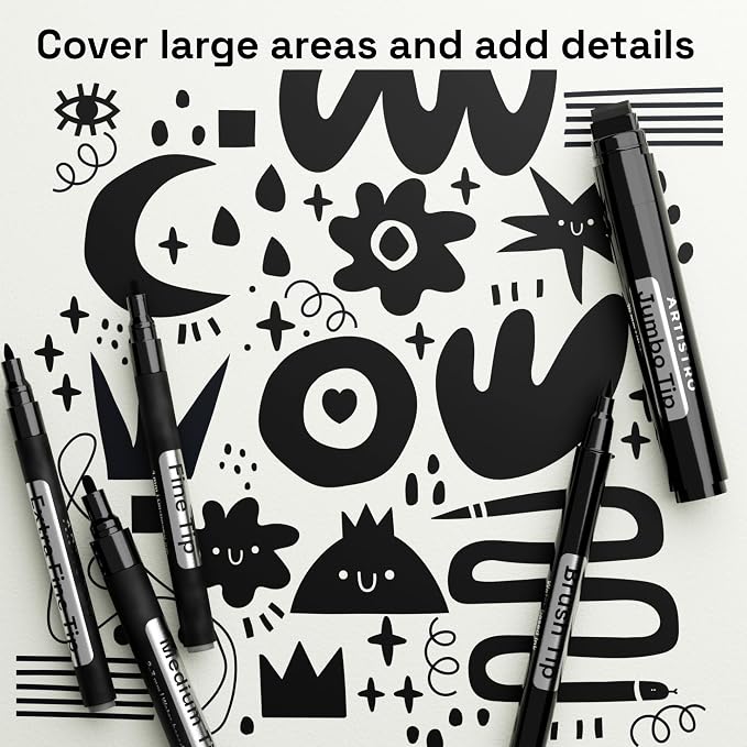 ARTISTRO 5 Black Paint Pen for Rock, Painting - Image 6