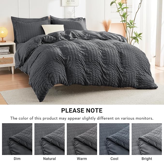HYMOKEGE Oversized Queen Comforter Set Seersucker 7 Pieces, All Season Luxury - Image 7