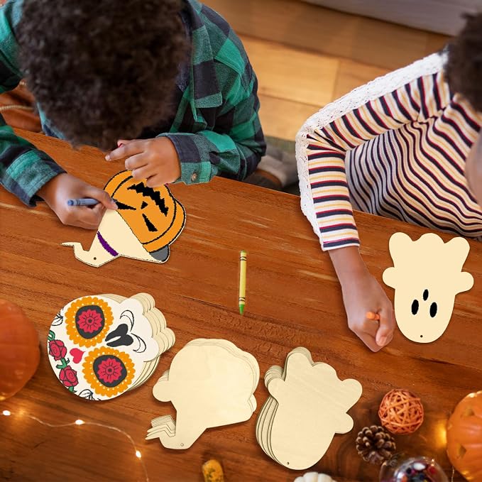 Large Size 7" Halloween Wooden Slices Unfinished Blank Wooden Ornaments DIY - Image 7