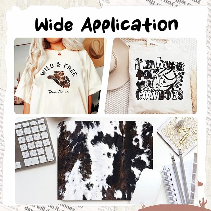 HTVSTD Cowhide Heat Transfer Vinyl 16 Sheets 12×10in Iron on Vinyl | Brown - Image 4