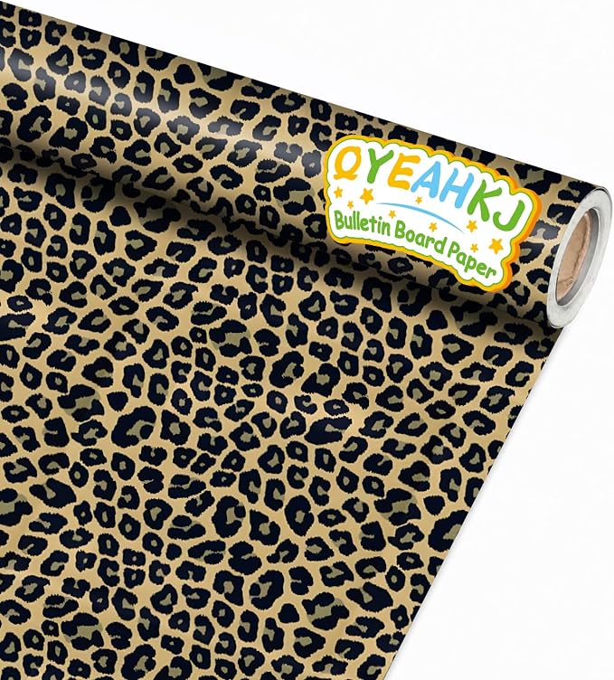 Leopard Print Bulletin Board Paper Roll Cheetah Bulletin Board Background Paper by Qyeahkj