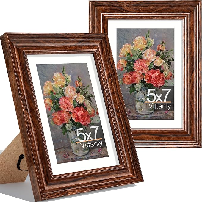 Vittanly 5x7 Picture Frames Set of 2, Ornate Vintage Photo Frame by Vittanly