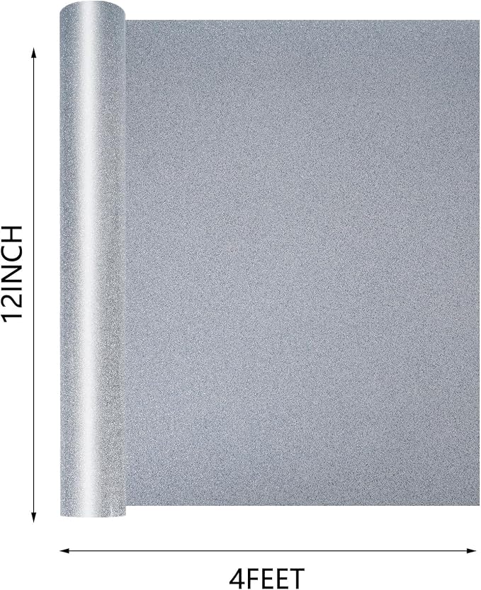RENLITONG Silver Glitter Heat Transfer Vinyl - Image 2
