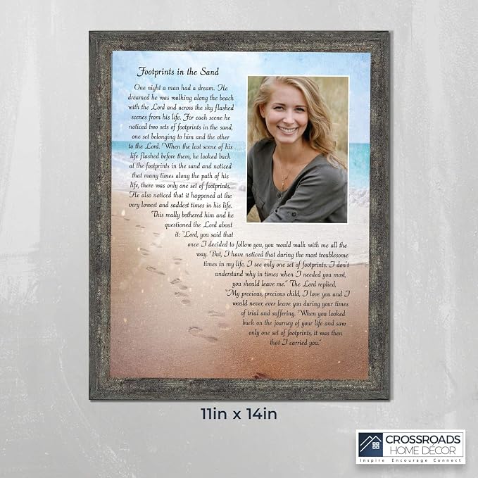 Footprints in the Sand Inspirational Wall Art, Beach Decor, Christian Gifts - Image 3