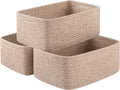 3 Pack Small Storage Baskets for Organizing, Cute Woven Decorative Gift Baskets for Shelves, Mini Closet Organizer Bins with Handles, 11.81''Lx7.87''Wx4.72''H-Brown