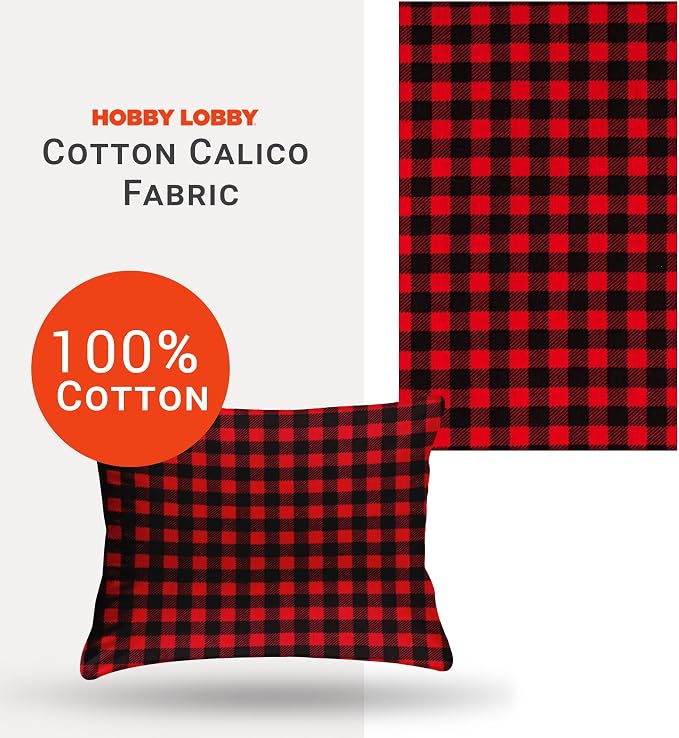 Hobby Lobby Red & Black Buffalo Check Cotton Calico Fabric, 2 Yards | Precut - Image 3