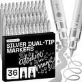 ARTISTRO 36 Silver Dual-Tip Acrylic Paint Markers – Paint Pens Set by ARTISTRO