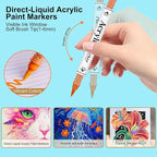 120 colors Acrylic Paint Markers, 60 Pack Automatic Ink ControlSoft Brush - Image 7