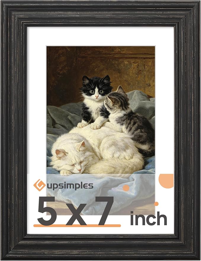 upsimples 5x7 Picture Frame, Vintage Frames Decor, Wall or Tabletop Display by upsimples