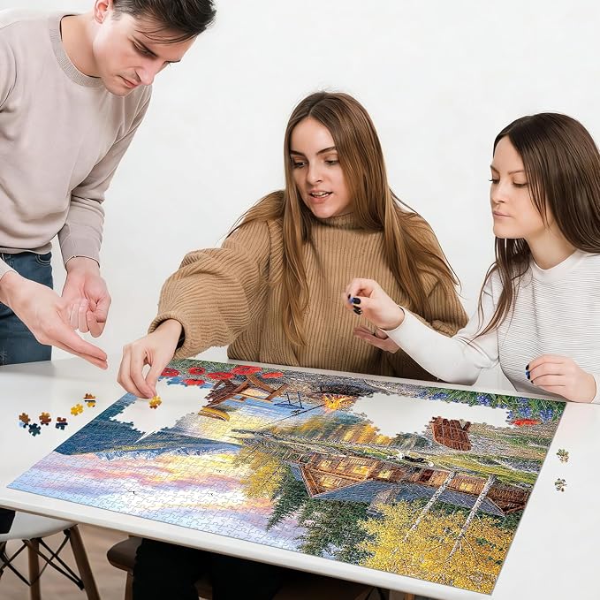 Sunset Lake Cabin Puzzles for Adults 1000 Pieces, Challenging Jigsaw Puzzles - Image 5