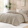 Andency Oversized King Comforter 120''x120'', 3 Pieces Oatmeal Super King Boho by Andency