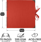 Bstorify 10 x 10 Inches Scrapbook Album 70 Pages Red Thick Kraft Paper Corner - Image 2