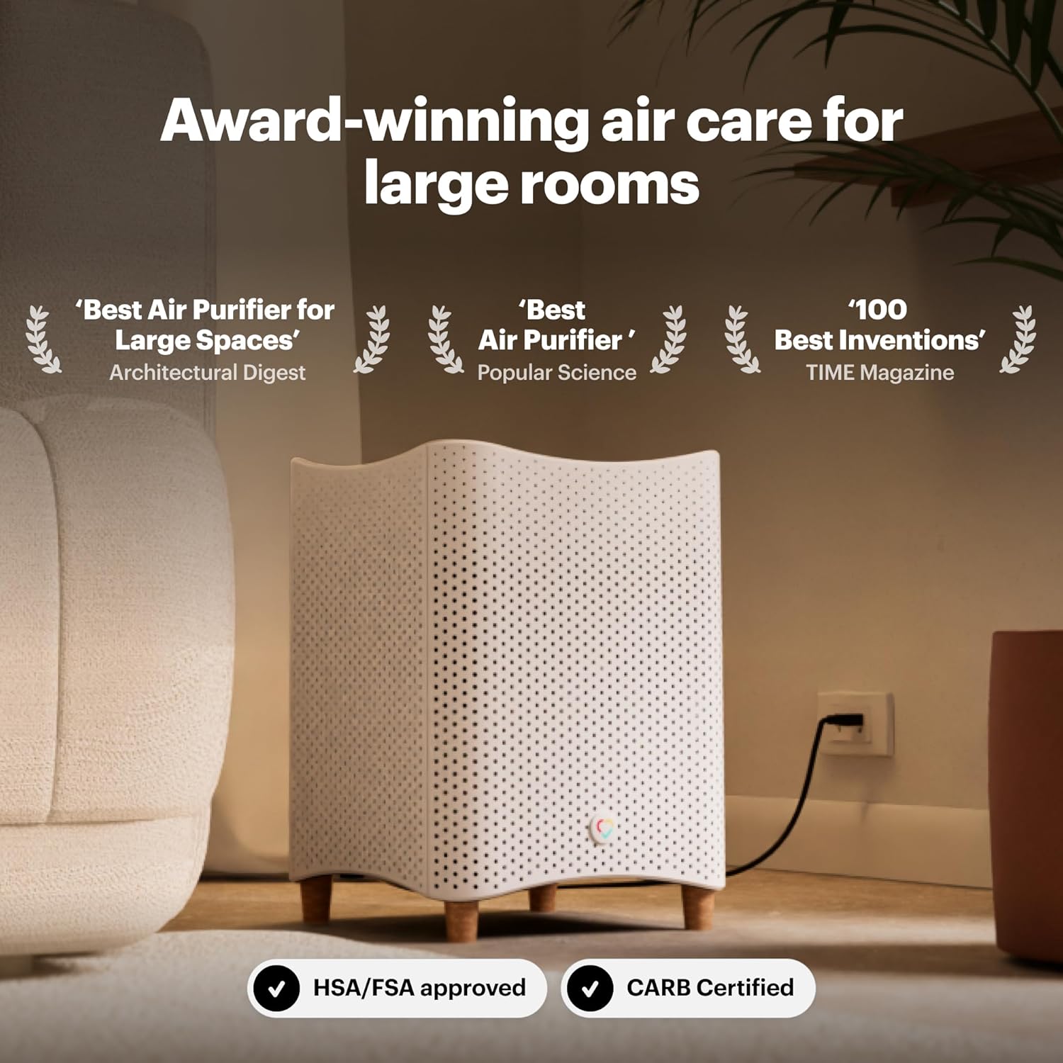 Mila Air 3 Smart Home Air Purifier with Overreactor H14 HEPA Replacement Filter, Removes Formaldehyde, VOCs, Dust & Odors, Ideal for Large Room or Bedroom, Quiet-Mode
