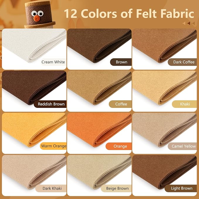 12 Rolls 8"x35" Large Stiff Felt Sheets, 1mm Felt Fabric Sheet - Image 2