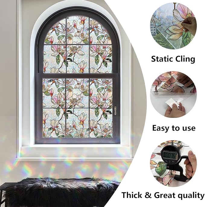 Window Privacy Film Stained Glass Window Film Decorative, Static Cling Rainbow - Image 5