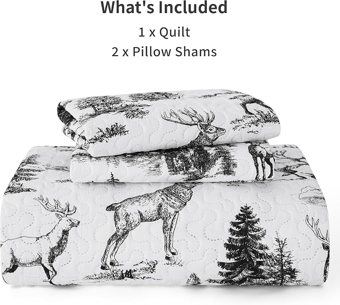 PPOLCA Rustic Queen Quilt Bedding Set, Christmas Lightweight Reversible Cabin - Image 6