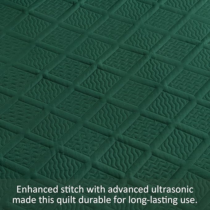 Yiran Quilts King Size, Emerald Green Spring Summer Bedspread Bedding Set - Image 6
