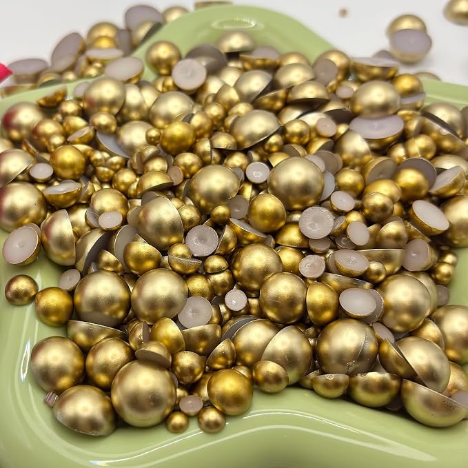 1500PCS 3-14mm Gold Flatback Pearls, 150g - Image 2