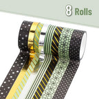 Mr. Pen- Washi Tape Set, 8 Rolls, 5 Yards/Roll | Gold Foil Decorative Tape - Image 2