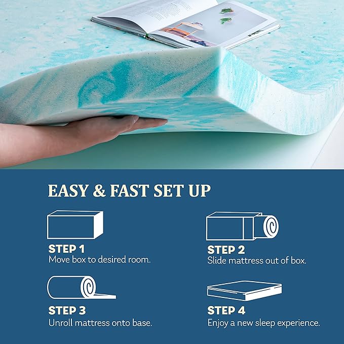 EGO Topper 3 Inch Twin Memory Foam Mattress Topper, Cooling Gel Foam Mattress - Image 5