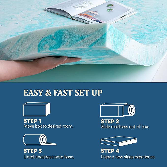 EGO Topper 2 Inch King Memory Foam Mattress Topper, Gel Foam Mattress Topper - Image 6