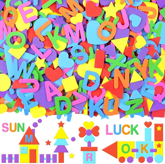 1488Pcs Foam Stickers, 8Colors Foam Shape Letter Stickers by Unknown