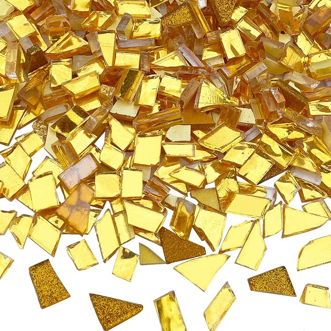 LITMIND 1.1LB Gold Irregular Glass Mosaic Tiles by LITMIND