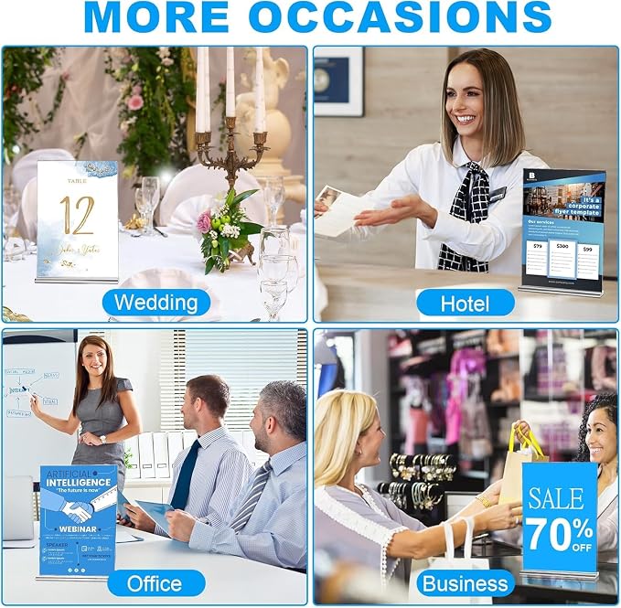 EHWINE 10 Pack Acrylic Sign Holders 5x7 Double-Sided Tabletop Display Stands - Image 5