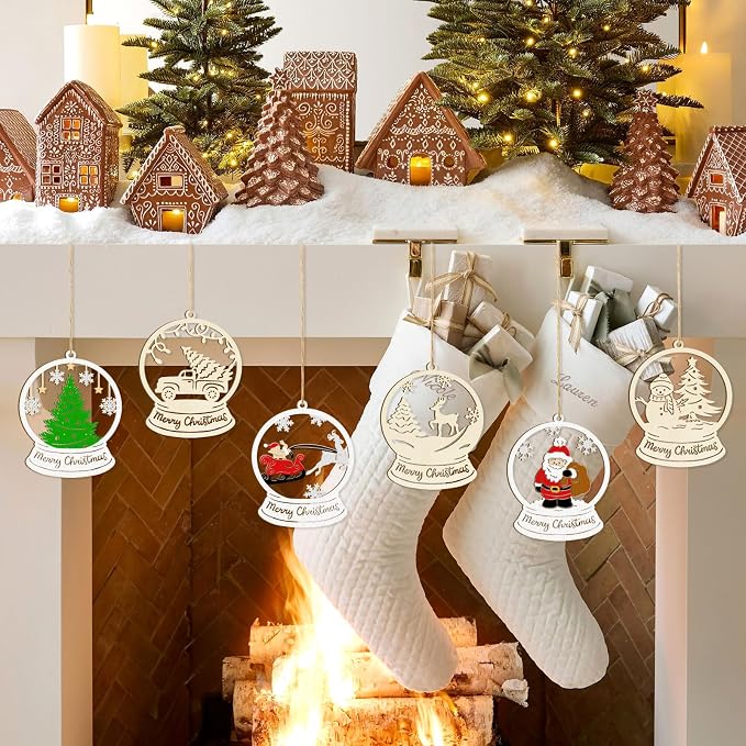 36PCS Wooden Hollow Christmas Ornaments - Image 3
