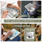 SuFly 11x14 Sketchbook, 100 Sheets Hardcover Sketch Book, 68lb/100gsm Artist - Image 9