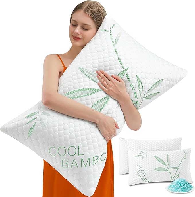 Cooling Pillows, Shredded Memory Foam Pillows Standard Size Set of 2 Adjustable by Unknown