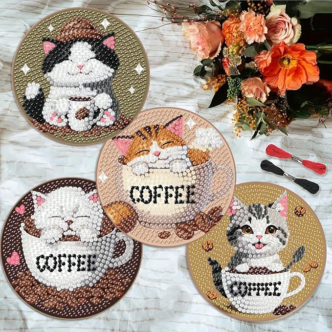Clendo 8 PCS Diamond Art Coasters - Image 2