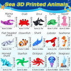 ywevyezc 25 Pcs 3D Printed Ocean Animals Set, Flexible Articulated Mini Sea - Image 2