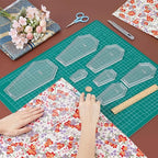 BENECREAT 16 Pcs Coffin Shaped Quilting Template, Transparent Patchwork Stencil - Image 3