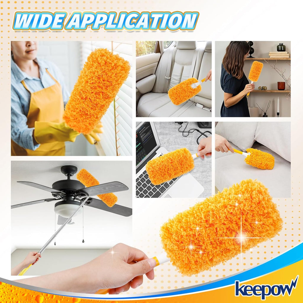 KEEPOW, 6-Pack Microfiber Reusable Refills Compitable with Hand Duster, 360 Degree Dry Microfiber for Cleaning Duster Heavy Duty Refills