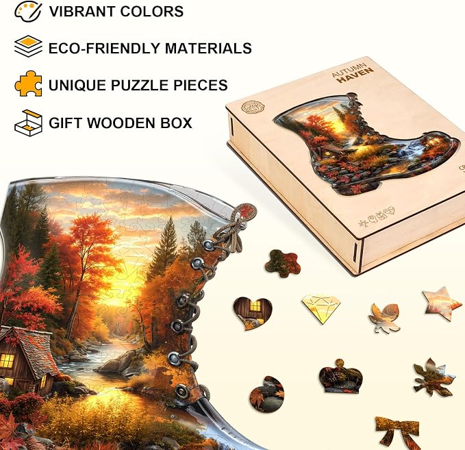 Jigfoxy Wooden Puzzles for Adults, Fall in a Boot Wood Puzzles Adult, Unique - Image 4