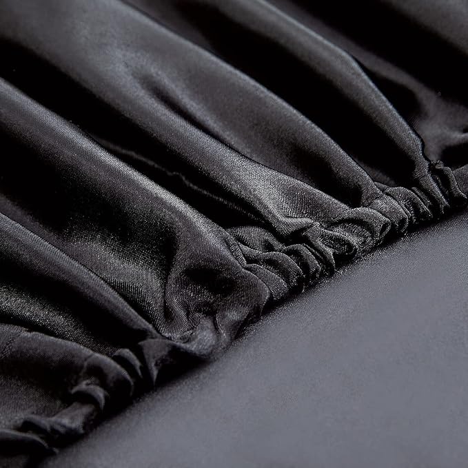 Homiest Black Satin Fitted Sheet Twin Size, Deep Pocket, Luxury & Ultra Soft - Image 4