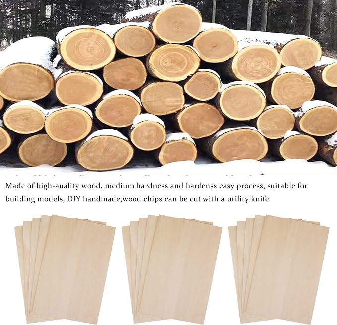 15 Pack Basswood Sheets, Unfinished Wood, Thin Plywood Wood Sheets - Image 3