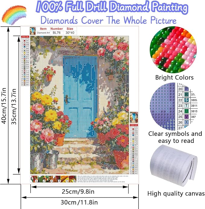EIBEILI Adult Diamond Art Set, WallFlower Diamond Painting Kit, 5D Diamond Art - Image 2