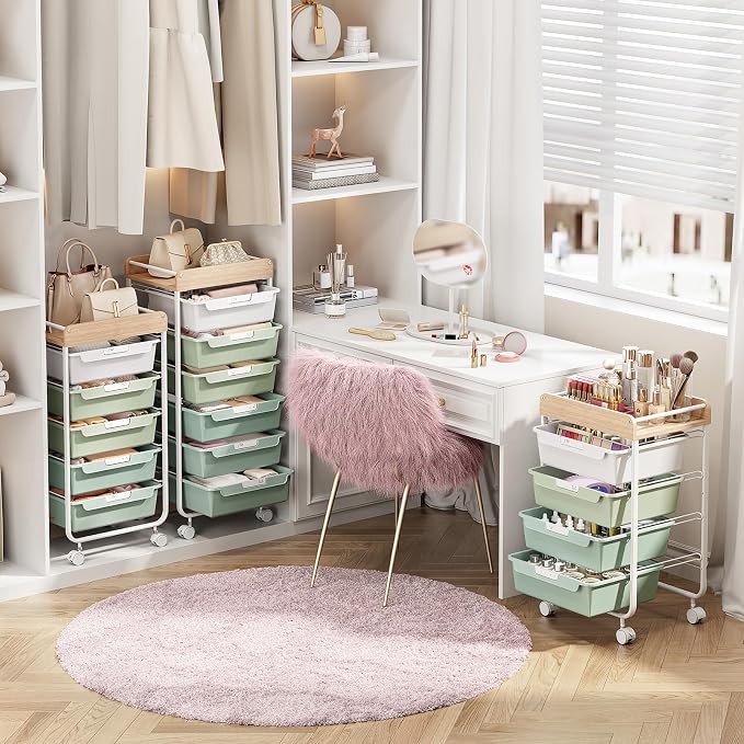 Utility Cart with Drawers, Craft Cart with 5 Drawers, Art Supply Organizer - Image 6
